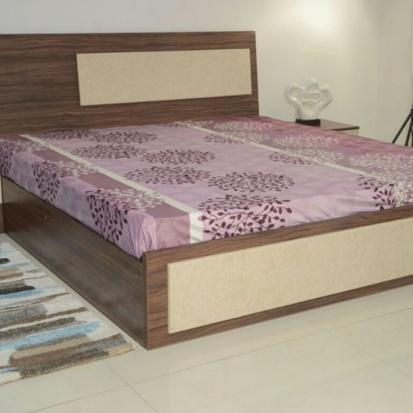 Modern Storage Bed with Angular Crisscross Headboard Design