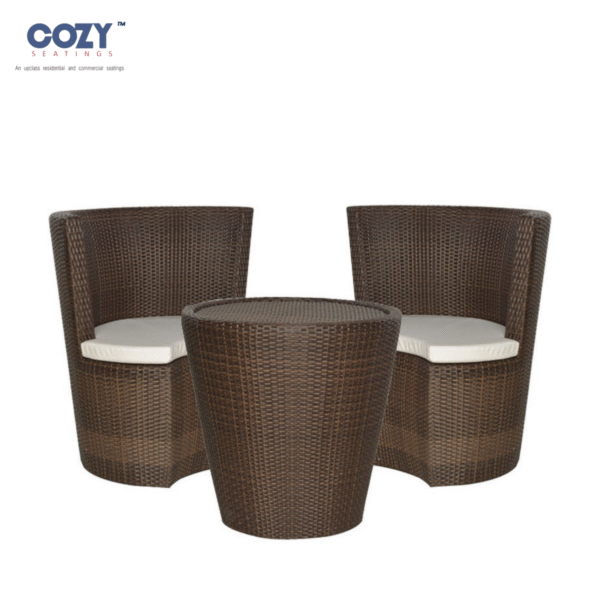 Cozy All-Weather Wicker Round Pedestal Bistro Table with Woven Top