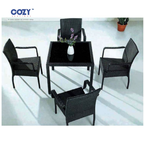 5-Piece Modern Crescent Wicker Bistro Set