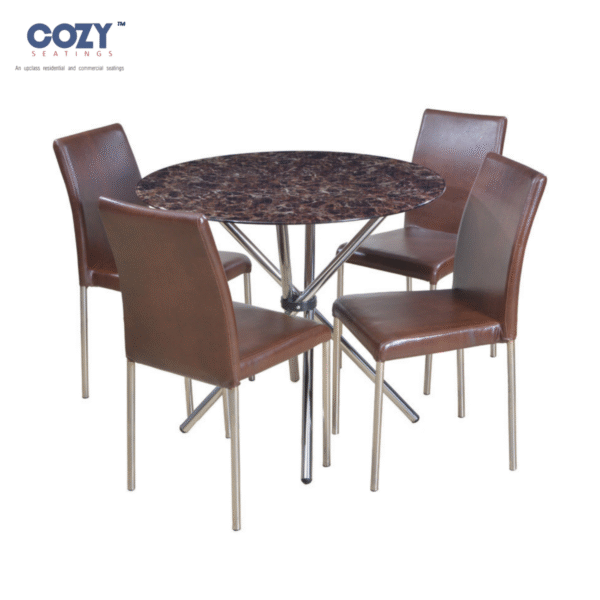 Cozy 5-Piece All-Weather Wicker Round Dining Set - 4 Curved-Back Chairs