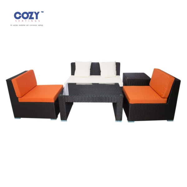 5-Piece Modern Crescent Wicker Bistro Set