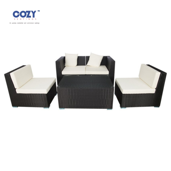 5-Piece Modern Crescent Wicker Bistro Set