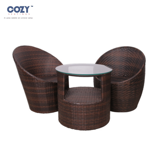 Cozy 3-Piece All-Weather Wicker Conversation Set - High-Back Chairs & Cone Table