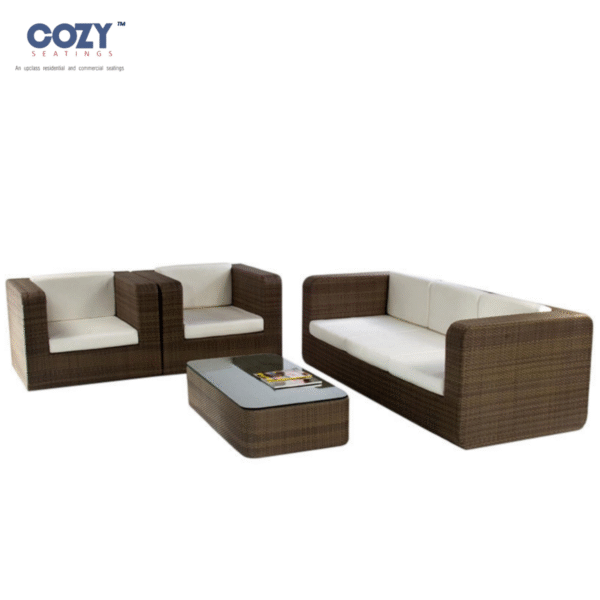 Cozy 4-Piece All-Weather Wicker Lounge Set - Sofa, Armchairs & Coffee Table