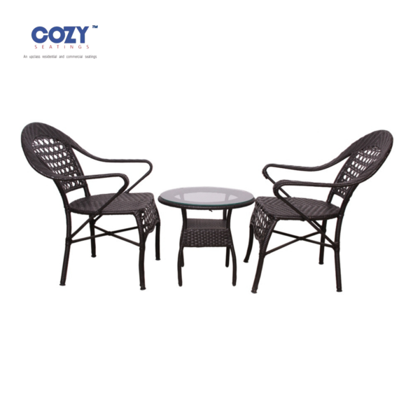 Cozy 3-Piece All-Weather Open-Weave Wicker Bistro Set - Dark Brown