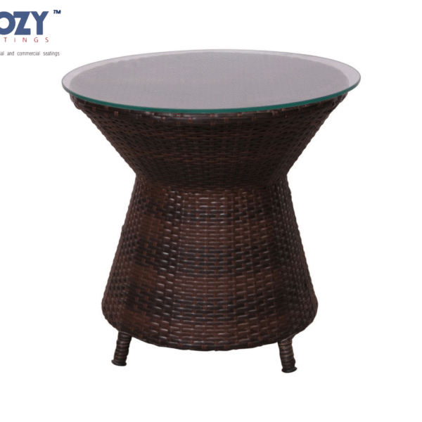 Cozy Contemporary Hourglass Wicker Side Table with Glass Top