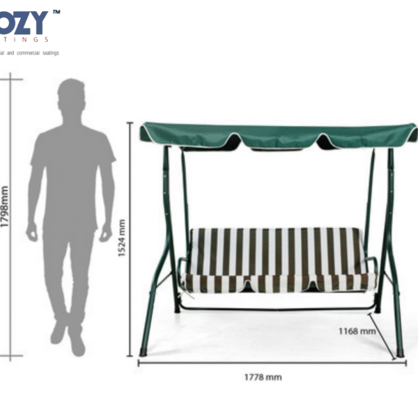 3-Seater Outdoor Garden Swing with Canopy – Cozy Seatings