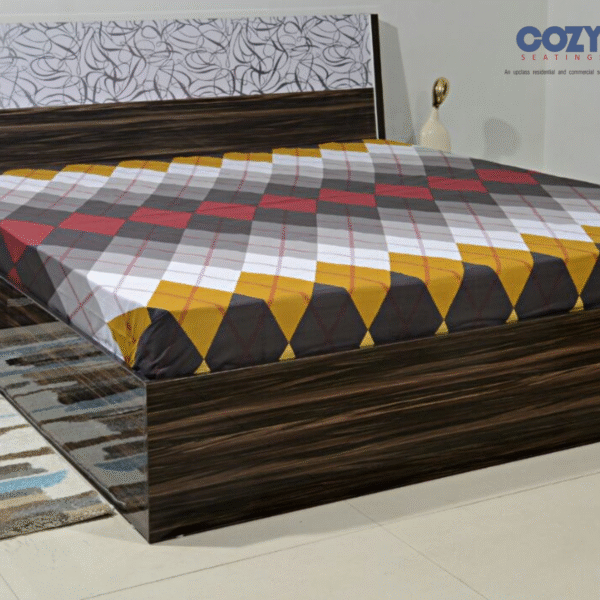 Contemporary Dual-Tone Storage Bed with Geometric Stud Detailing