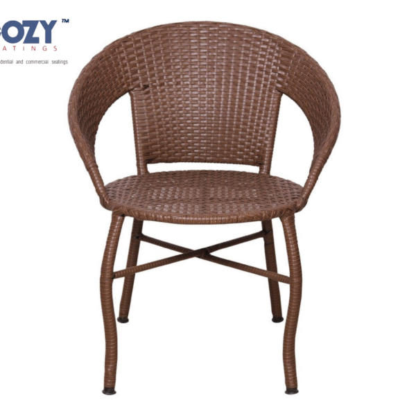 Cozy Round Wicker Side Table with Glass Top & Tapered Base