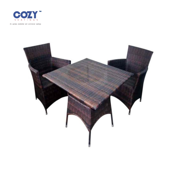 Cozy 3-Piece All-Weather Wicker Bistro Set - Square Table & 2 Tub Chairs