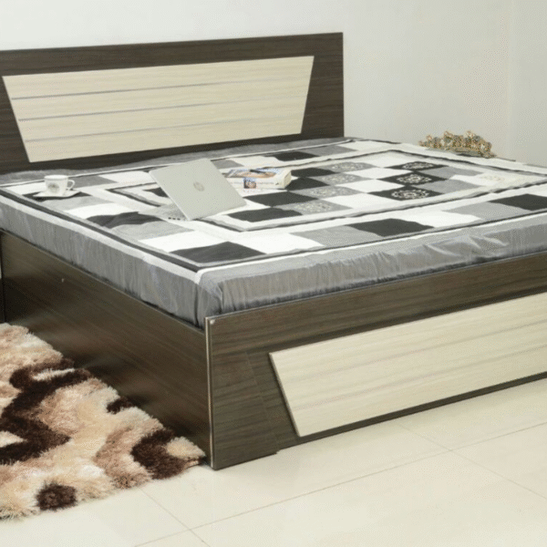Sleek Platform Bed with Headboard and Matching Nightstands
